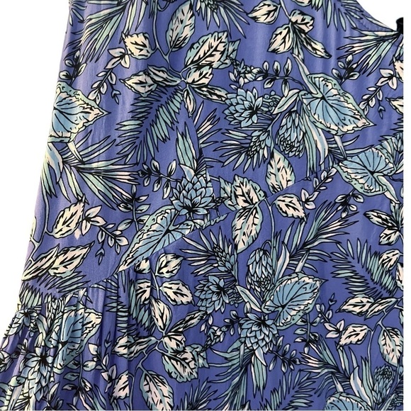 Miss Komo’do Blue Tropical Print Maxi Dress Ruffled Hem Flare Sleeves Sz L/XL - Picture 6 of 12